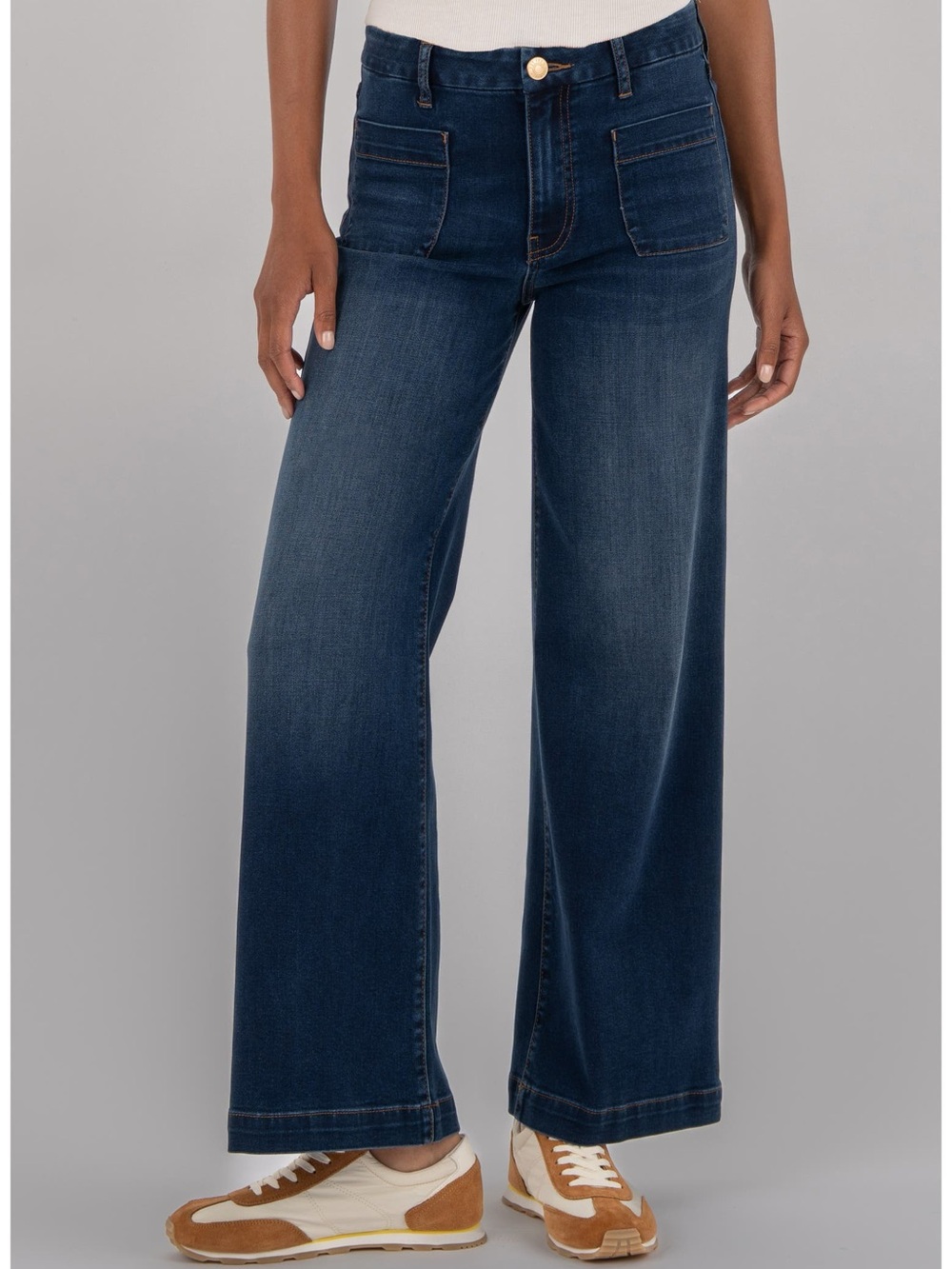 Meg High Rise Patch Pocket Wide Leg Sailor Retro Boho Jeans 16 Petite
